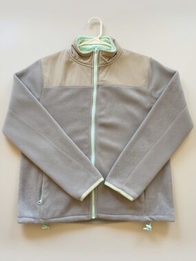Prince & Fox Fleece Jacket Women’s Large Gray Mint Trim Full Zip